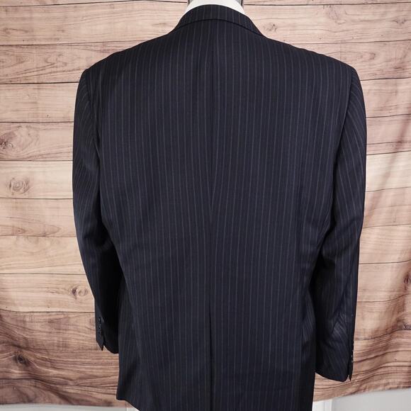 Brooks Brothers Blazer Mens 46R Navy Pinstripe Super 120s Wool Lined Two Button - Picture 4 of 11